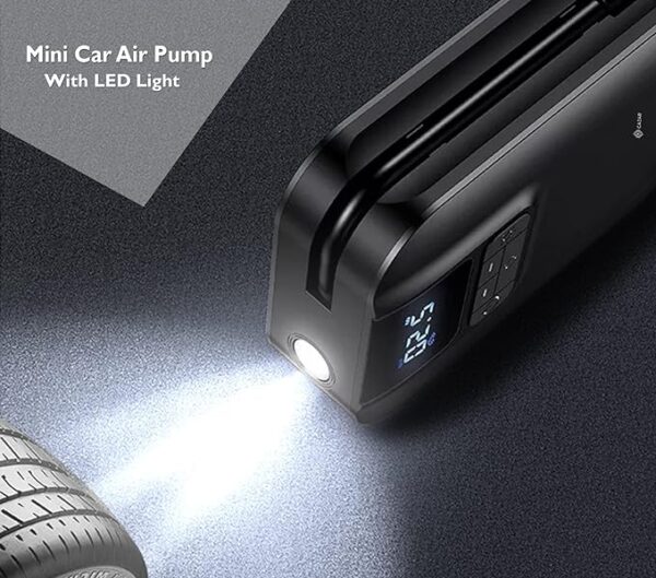 Evergreen New Wireless Mini Vehicle Tyre Electric Portable Air Pump Digital Car Air Compressor 3.7 V, 5000 mAh Tyre Inflators with LCD Display & LED Light - 1 Year Warranty (Black) - Image 4
