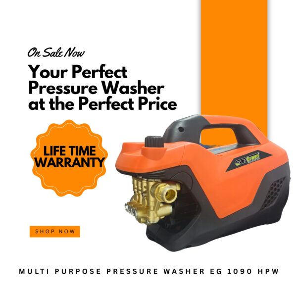 EG 1090 HPW, Evergreen 2600W Power 190 Bar High Pressure Washer with Accessories