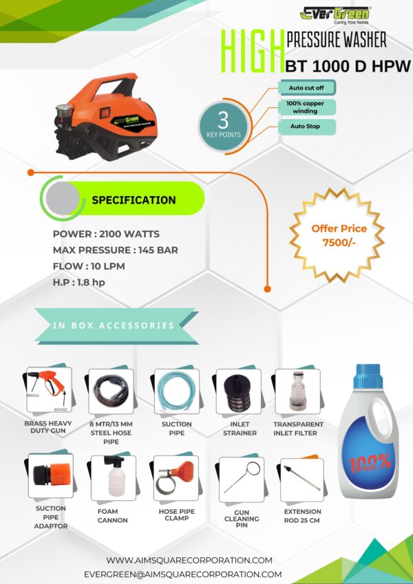 Evergreen Domestic Pressure Washer BT 1000 Deluxe - Image 2